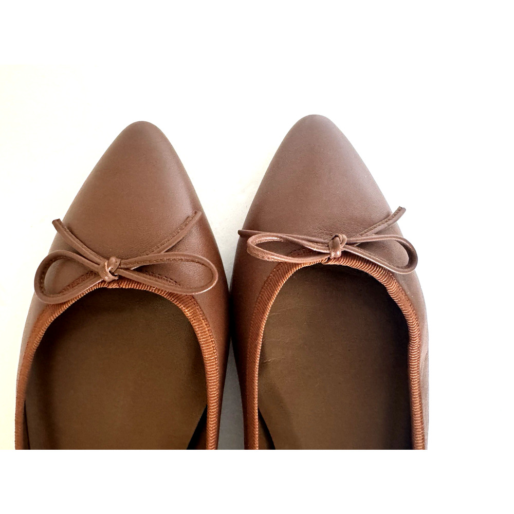 Margaux Brown Pointed Toe Ballet Flats - Picture 9 of 11